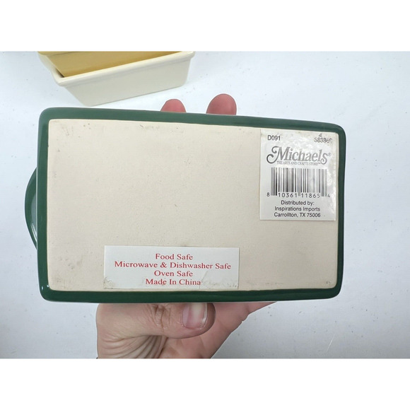 3 VINTAGE STONEWARE‎ MINI LOAF PANS Green, red, White CELEBRATE IT & MICHAELS - Picture 5 of 5